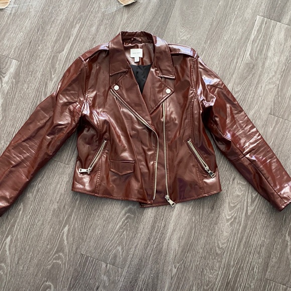 Brown faux leather jacket - Picture 1 of 6